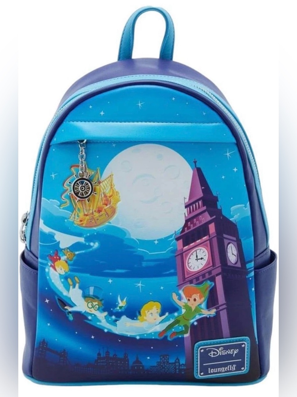 NWT Disney Loungefly PETER PAN Nighttime Flight Glow-in-Dark Big Ben Backpack